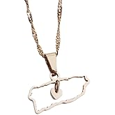 Puerto Rico Map heart Pendant Necklace Stainless Steel