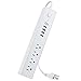 ONSMART USB Surge Protector Power Strip, 4 Multi Outlets with 4 USB Charging Ports, 3.4A Total Output-600J Surge Protector Power Bar, 6 ft Long UL Cord, Wall Mount-White…