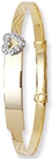 9ct Gold Baby ID Bangle Personalised Christening Heart Expandable Engraved 5.5"
