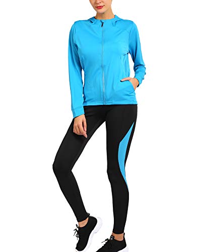 Activewear Sets for Women-Workout Clothes Gym Wear Tracksuits Yoga Jogging Outfit HoodieJacket Pant Legging 2PiecesSet Dodgerblue - Thumbnail 5