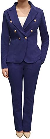 Womens Double Breasted Blazer Long Sleeves with Gold Button