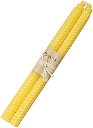 DDARK 100% Pure Beeswax Handmade Rolled Candles 2 Pcs, Smokeless Dripless Pair Home Candles for Party Dinner Bistro 10in