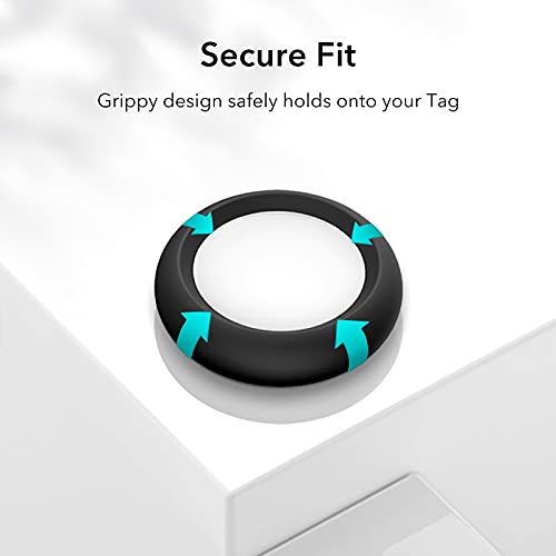 ESR Adhesive Tag Holder, Silicone Case Compatible with AirTag (2021), 4 Pack, Portable and Protective Stick-On Tag Cover, Blue/Red/Black/White