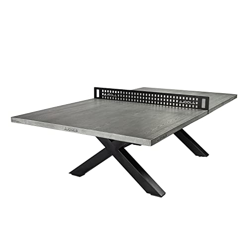 Photo 1 of JOOLA Berkshire Outdoor Table Tennis Table - Multi Use Conference Table Dining Table - Concrete Gray Wood Look Includes Steel Outdoor Ping Pong Net Set & Frame - Hybrid Indoor Outdoor Ping Pong Table