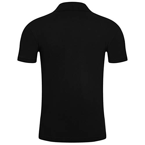 ANJUNIE T-Shirt,Men Leisure Short Sleeve Comfy Tunic Top Solid Slim Button Blouse Top (1-Black,XL) - Thumbnail 2