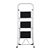 Sturdy Step Ladder 3 Step Heavy Duty Folding 3 Step Stool Home Kitchen Step Ladders, White