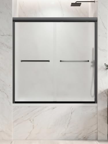Frosted Bathtub Shower Door, 56-60" W x 57" H, Double Sliding, Matte