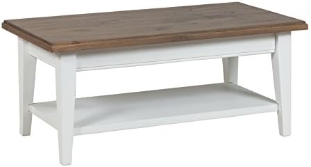 CDI Furniture TC1262 White &amp; Tobacco Finish The Ontario Collection Reclaimed Transitional Pine Wood Coffee Table with Shelf