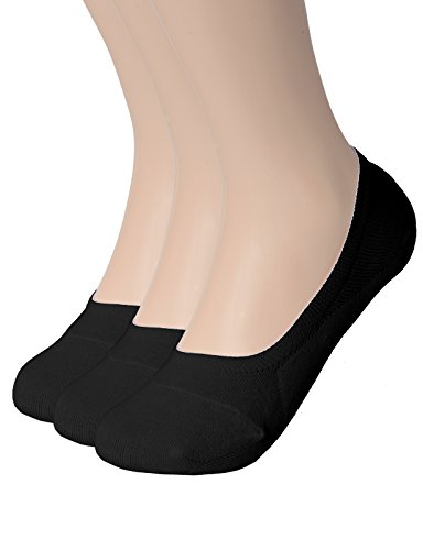OSABASA Womens 3 Pair Casual No-Show Socks of Hidden Flat Boat Line,KWMS09-3 Pairs-BLACK,Shoe Size 5-8 (Sock Size 8.5"-9.5")