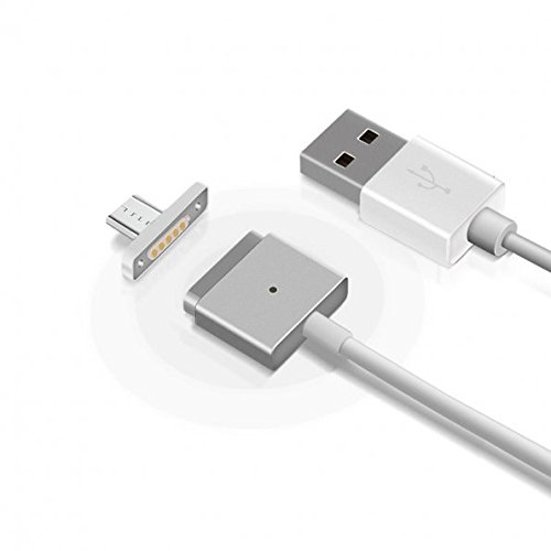 SainSonic Magnetic Micro USB Quick Charging Cable with LED Status Display, High Speed USB 2.0 A Male to Micro B Sync and Charge Cable Line for Android, Samsung, LG, Sony, Xiaomi and More (1M Silver)