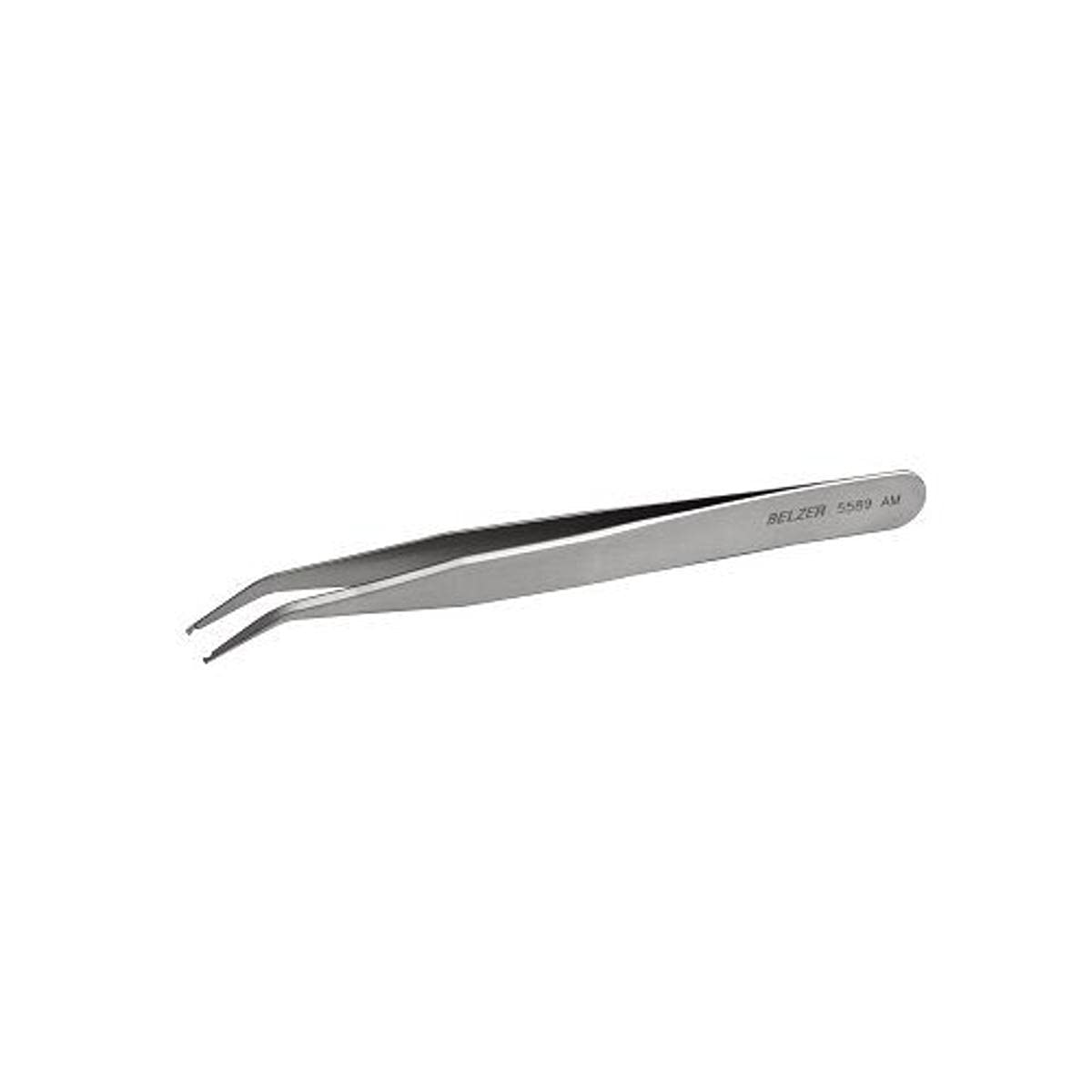 Bahco 5589 AM SMD Tweezers with grooved Tips 30° Angled 120mm of Stainless Steel, Silver