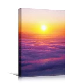 signwin Canvas Wall Art Purple Gradient Sunset Coastal...