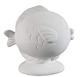 Creative Hobbies Tiny Tot Fish, Case of 6, 3.75 Inch Tall, Unfinished Ceramic Bisque, with How to Paint Your Own Pottery Booklet