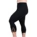 Zerdocean Women's Plus Size Modal Capri Leggings with Lace Trim Black (lace 2) 3X
