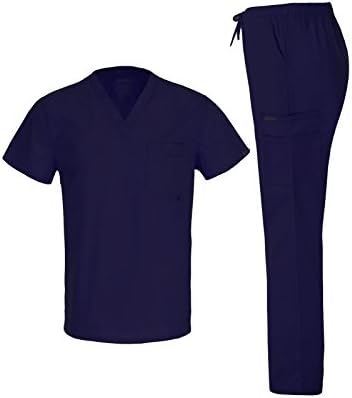 Ivy Medical Uniform Men's Scrub Set, Top and Pants (Navy, Medium)