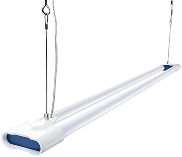 Grozon LED Shop Light, 4FT, 32W (100W Equivalent), 3200 Lumens, 4000K(Natural White), Double Integrated Garage Lighting, Frosted Cover, Power Cord with Switch, For Workshop, Garage, Basement, Attic