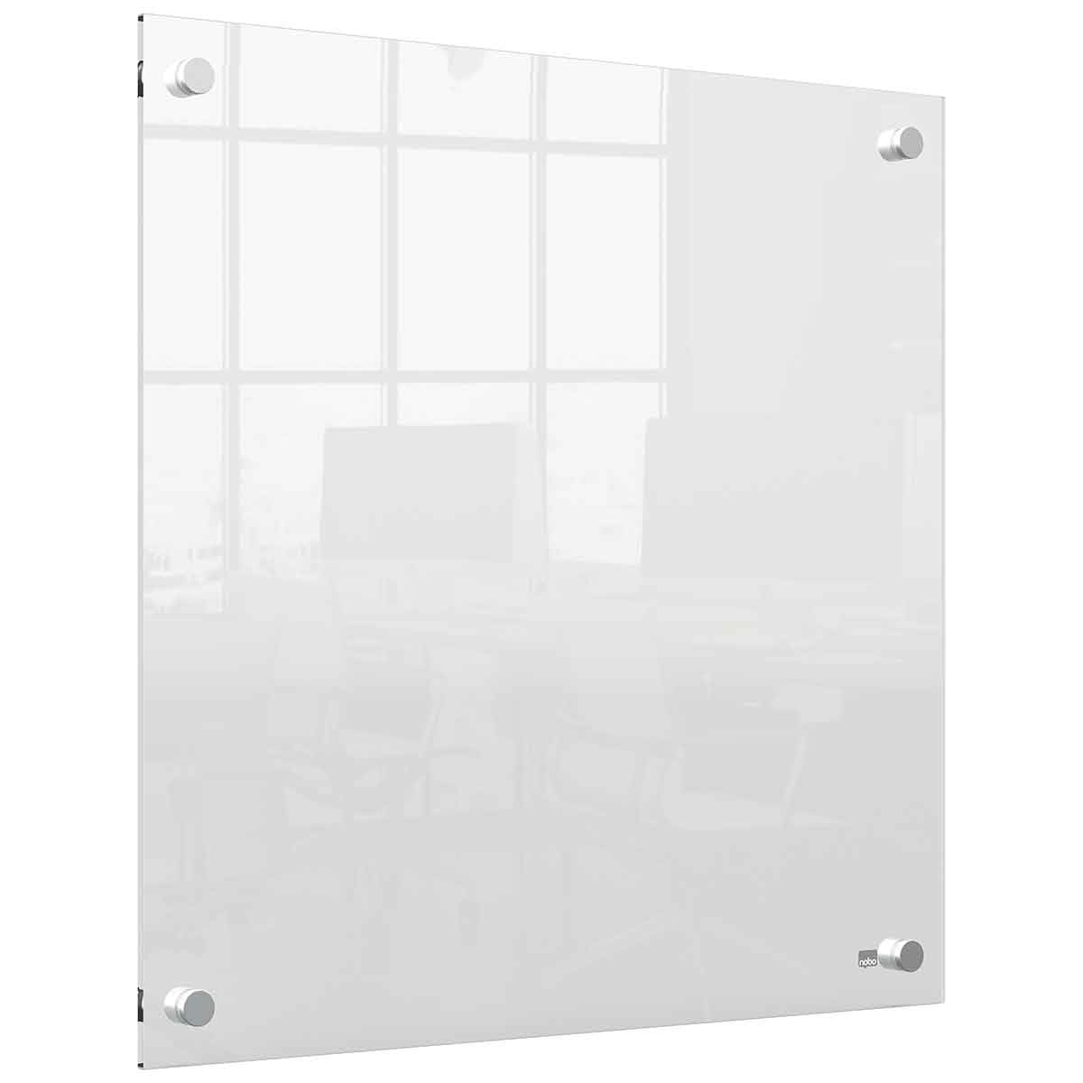 Nobo Transparent Acrylic Mini Wall Mounted Whiteboard, Modern Memo Board, Dry Erase, Frameless, 450 x 450 mm, Includes Marker Pen, Clear, 1915620