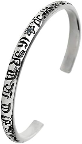 ヘキサグラム サンタマリアアクアマリン ロゴ シルバー 925 バングル ブレスレット メンズ 六芒星 ダビデの星