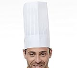 9 Inche Tall Disposable Chef hat - Adjustable - Commercial Grade - Flat Topped Hat(White,10 of pack)