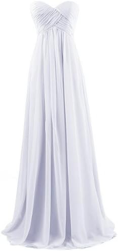 BISLU Sweetheart Bridesmaid Chiffon Prom Dress Long Evening Gown White XL