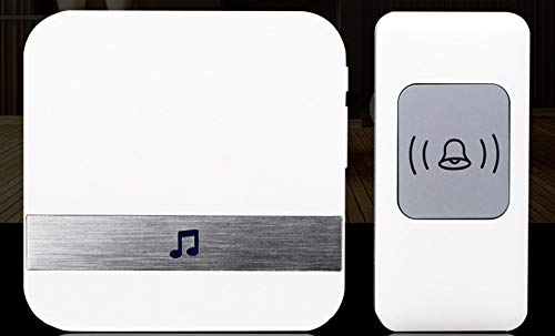 Wireless Doorbell,Remote 500 Feet,52 Chimes, White 1 Plug in with 1 Push Button Kit, Expandable,Waterproof Housing Optional,Battery Powered Emitter,Home/Office/Classroom Usage (Chime + Button)