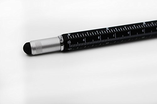 6 in 1 Multitool Pen with Gift Box - Includes 1 Ballpoint Pen, Universal Stylus Pen, Ruler,Flat and Phillips Screwdriver Bit, Level Gauge - The Perfect Multi-Function Gadge (Model B, 1PCS MATTE BLACK)