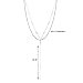 Lariatneck Y Lariat Necklaces for Women Long Drop Silver CZ Station Y Necklace Chain