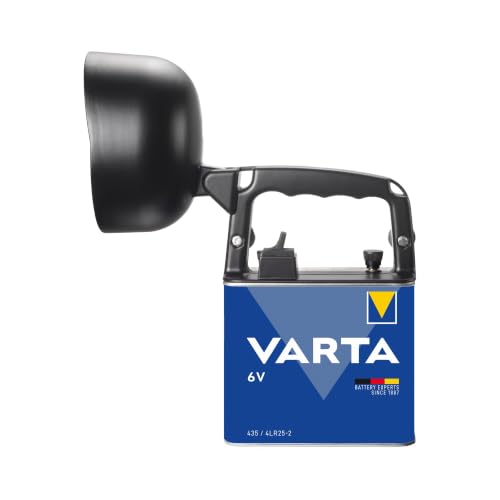 VARTA Baustrahler LED 4 Watt inkl. Alkaline Batterie, Work Light BL40, einstellbare Lampe, Arbeitsleuchte, Handscheinwerfer mit 2 Lichtmodi, Werkstattlampe, mit Tragegurt
