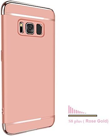 Galaxy S8 plus case , MIJIYMXCASE 3 In 1 Ultra Thin and Hard Case Coated Non Slip Matte Surface with Electroplate Frame for Samsung Galaxy S8 plus –rose gold