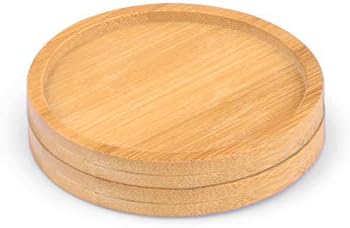 WITUSE 2.48 Inches Round Bamboo Tray Wooden Saucer Planter Saucer for Succulent Pots-2PCS