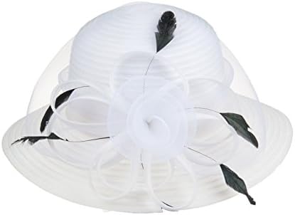 DANTIYA Lady Derby Dress Church Bow Bucket Wedding Bowler Hats Wide Brim Sun Hat