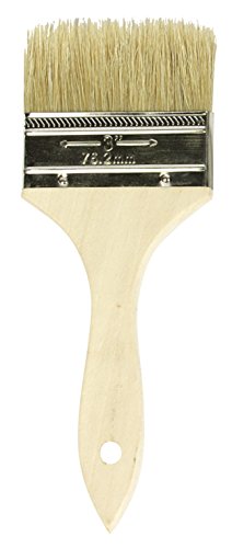 Jack Richeson Flat Natural White Bristle Wood Handle Paint Brush, 3 in