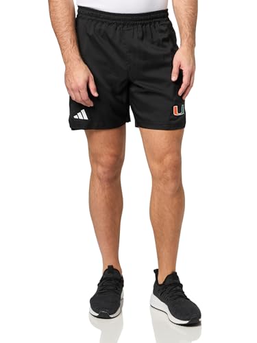adidas Men's NCAA 25/26 Team Woven Shorts, Black/White/University of Miami, Small/5" at Amazon
