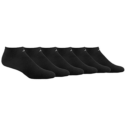 adidas Men's Athletic No Show Sock, Black/Aluminum 2, Pack of 6,  6-12