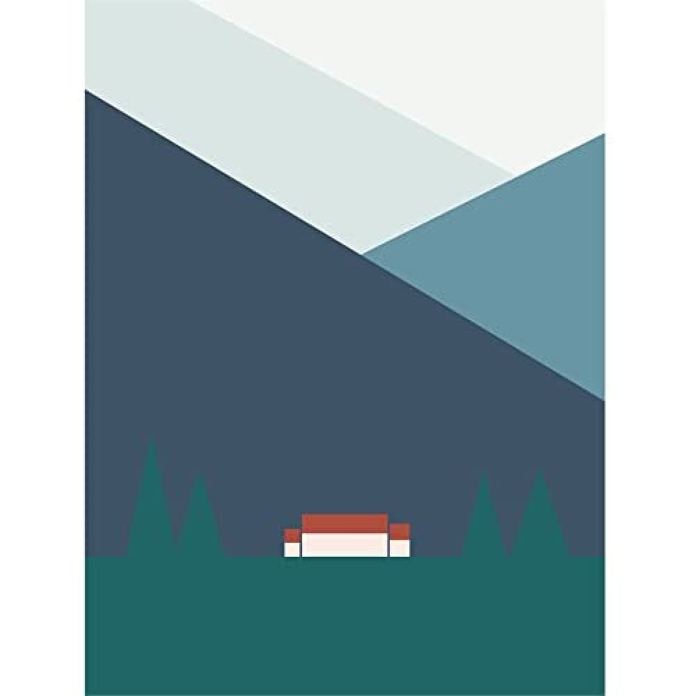 Wee Blue Coo Geometric Shapes Scottish Highland Croft Home Scotland Canvas Art Print