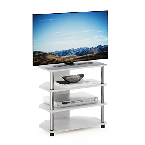 Furinno Econ 4 Tier TV Stand for TVs up to 25 Inches, Easy Assembly, Wood, Oak White, Engineered Wood, 37 x 59 x 60.3 cm