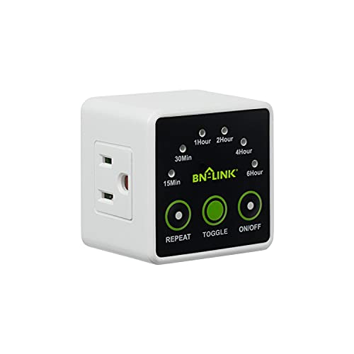 BNLINK Smart Digital Countdown Timer, Repeat Cycle Timer with 3Prong Grounded Outlet for Lamps