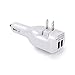 USB Car Charger, Elepower 2 in 1 Dual USB Travel Car and Wall Charger for iPhone X 8 7 6s Plus, Samsung Galaxy S9 S8 Plus Note 8 5, iPad Air Mini, Nexus, HTC, LG, Nokia and More-White
