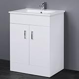 VeeBath Sphinx 600mm Free Standing Vanity Unit & Rectangular Sink White view 6