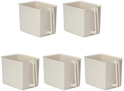 Keyuca ケユカ ハンドル付きストッカー オフホワイト 5個セット 取っ手付き収納 キッチン 吊り戸棚 台所 ゴミ袋収納 雑貨収納 安全 調味料入れ