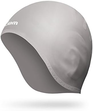 JBM Swim Cap Silicone Waterproof Hat with Ear Protect Pocket for Long Hair Women, Kids. Swimming Gear 3D Ergonomic Anti-Skid design, Talcum Power, High Elasticity, Durable Usage (Silver - seashell, 1)
