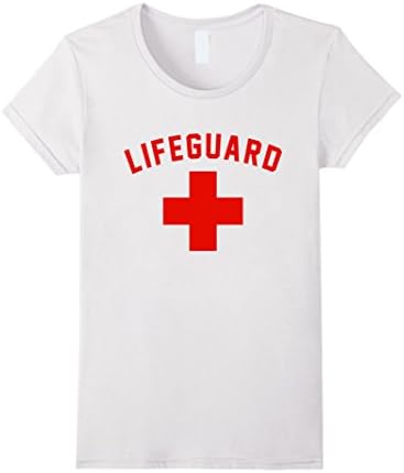 Womens Lifeguard Red &amp; White Certified Swimming Pool T Shirt Small White