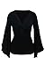 LOSRLY Womens Fitted Cross Front Twist Knot V Neck Flare Long Sleeve Tops and Shirts PRIME Black L 12 14