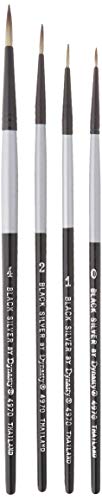 F & M Brush Company Round 0, 1, 2 & 4 Black Silver Short Handle Brush Set 4/pkg