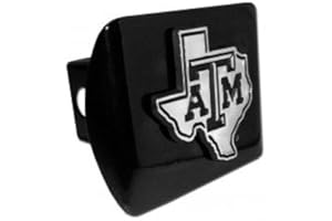 ELEKTROPLATE Texas A&M Aggies Black & Chrome Debossed ATM State Shape Emblem Metal Hitch Cover Fits 2 Inch Auto Car Truck Receiver with NCAA College Sports Logo
