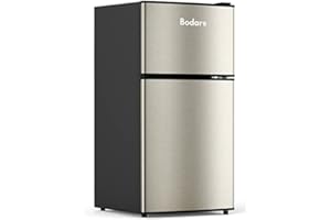 Bodare Mini Fridge with Freezer Quite: 3.2 Cu.Ft Mini Refrigerator with 2 Doors - Energy-Efficient Compact Small Refrigerator - for Bedroom Dorm Office Apartment