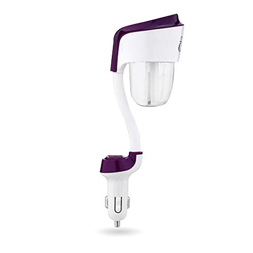 MIGHTYDUTY Car Humidifier, Car Diffuser, 50 ML Portable Ultrasonic Cool Atomization Humidifier with 2 USB Charger, 12V Mini Travel Aromatherapy Essential Oil Diffuser (Purple)