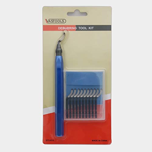 VASTOOLS Deburring Tool Kit/Metal Handle Chamfer Tool 6-1/2" / for Aluminum, Brass, Plastic Pipes Tube Hole/with Extra 10 HSS Blades ...