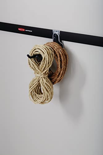 Rubbermaid FastTrack Rail Garage Organization Multi-Purpose Hook 50 lbs Capacity Satin Nickel Wall Mounted Storage System Direct Mount into FastTrack Garage Rail for Home/Garage Organization