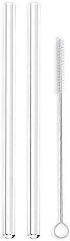 Hummingbird Glass Straws Straight 10 inch x 9.5 mm Handmade in USA Smoothie and Juice Reusable Straw With Cleaning Brush ( Clear) by Hummingbird Glass Straws